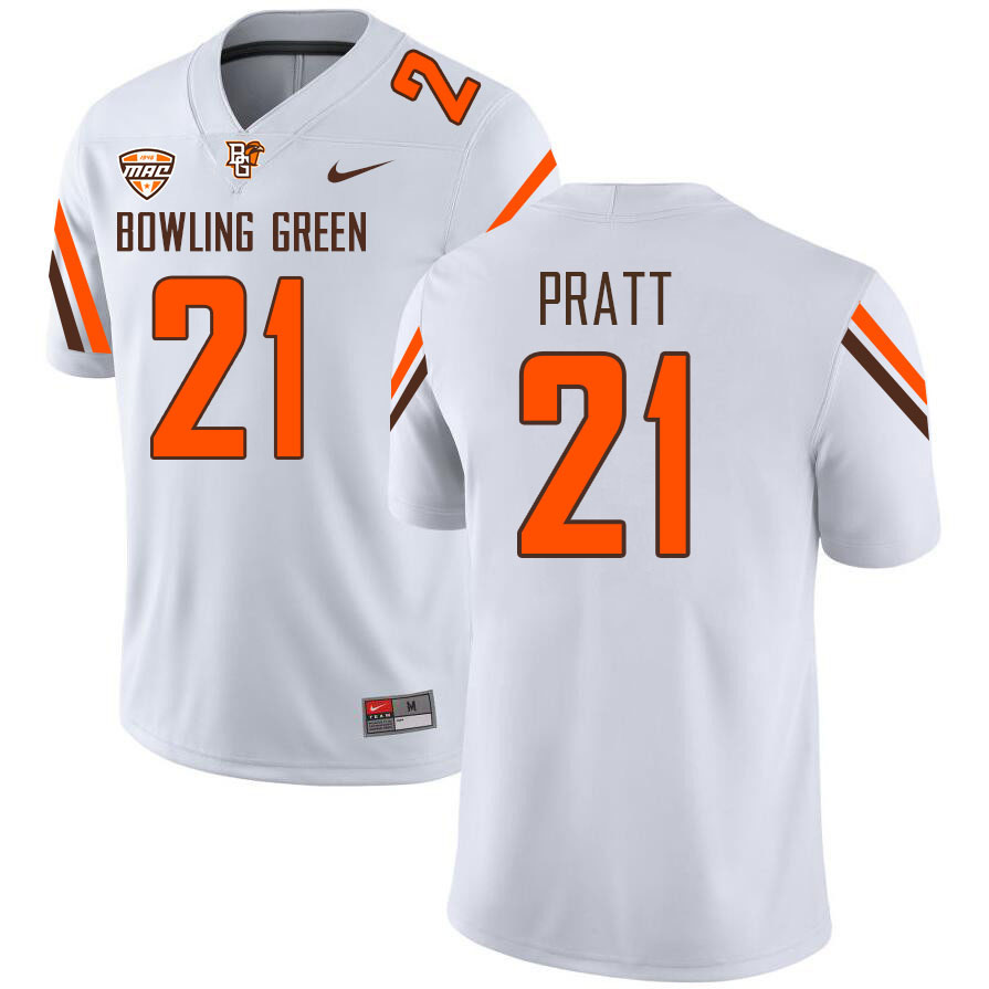 Men #21 Xander Pratt Bowling Green Falcons College Football Jerseys Stitched-White